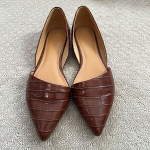 J Crew D'Orsay Crocodile-Embossed Women's Flats